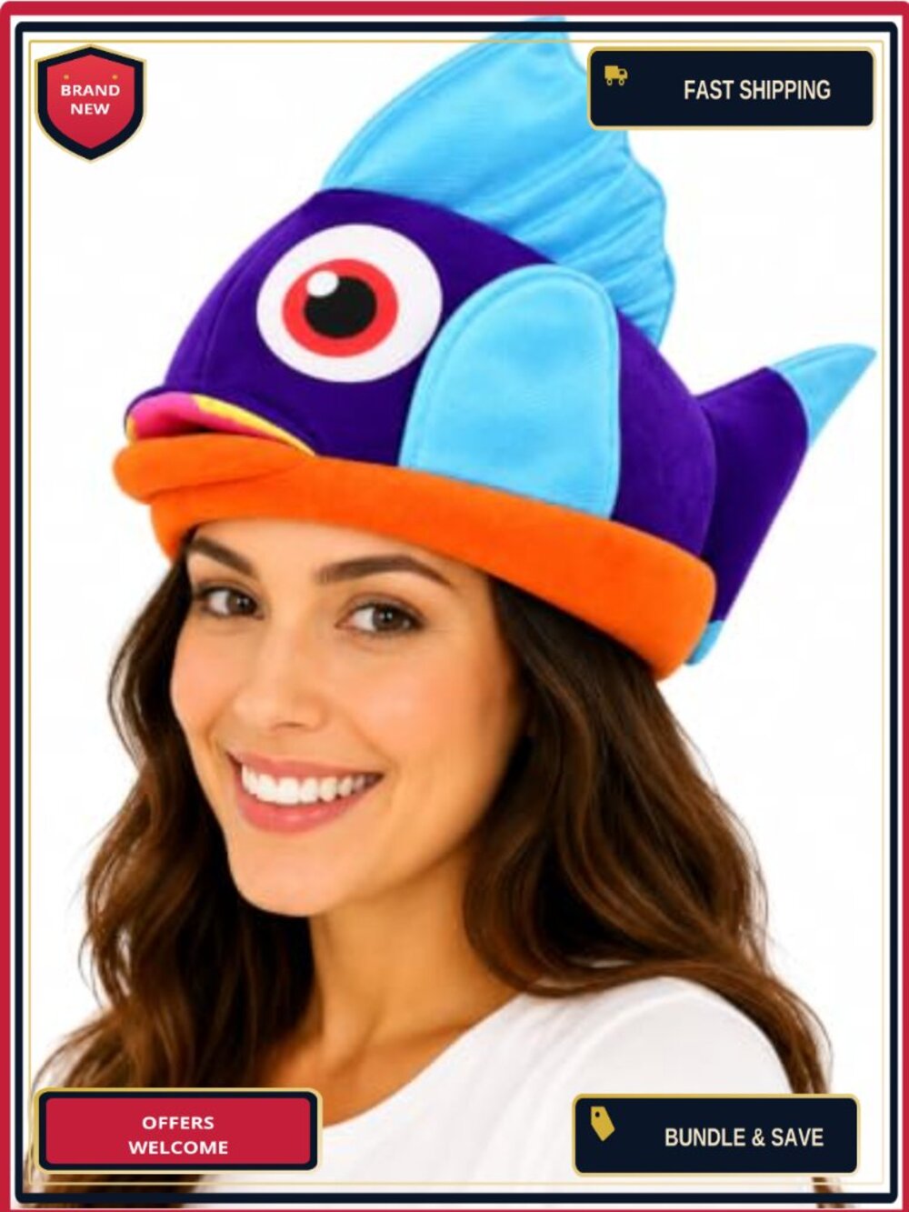 Funny Fish Hat Novelty Costume Headwear One Size Sea Life Party